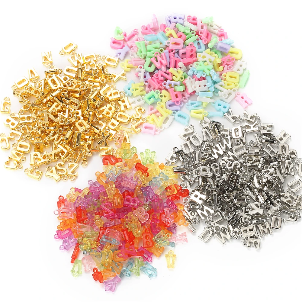 50g/Packung Gemischte Buchstaben-Acryl-Anhänger in Gold, Silber, Roségold und Bunten Farben für DIY-Schmuckherstellung – Detail 8
