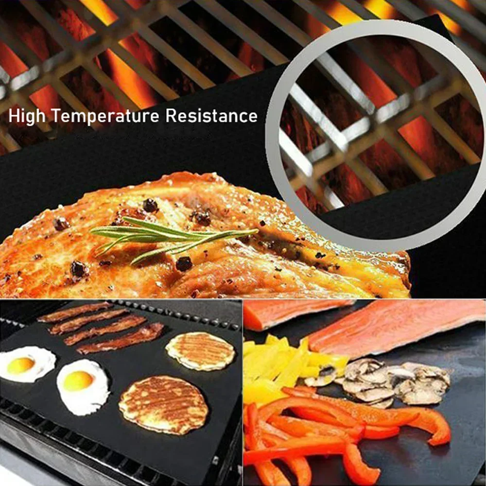 BBQ Grill Mat Barbecue Outdoor Baking Non-stick Pad Reusable Cooking Plate 40 * 33cm for Party PTFE Grill Mat Accessories