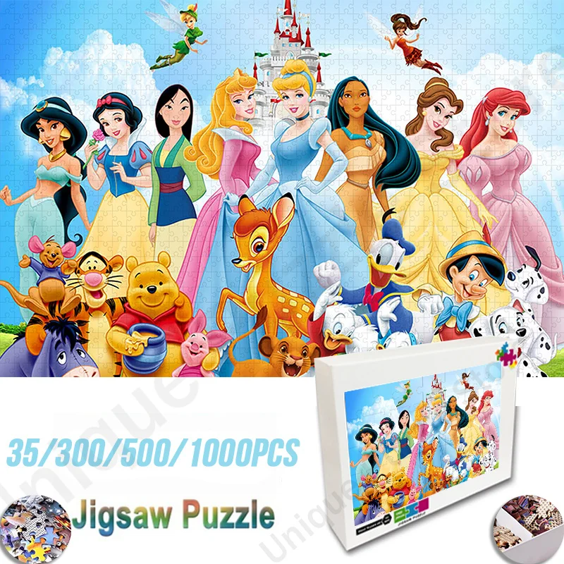 Disney Princess Characters Collection Jigsaw Puzzle Puzzles for Kids & Adults Educational Toys Unique Gift with Box Funny Puzzle