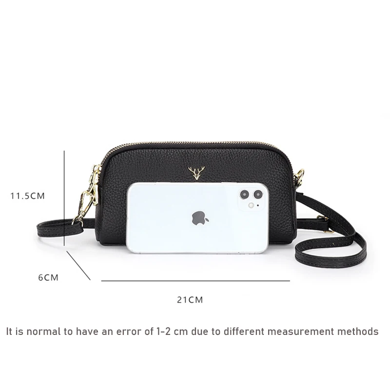 Elegant Double Zipper Leather Shoulder Handbag