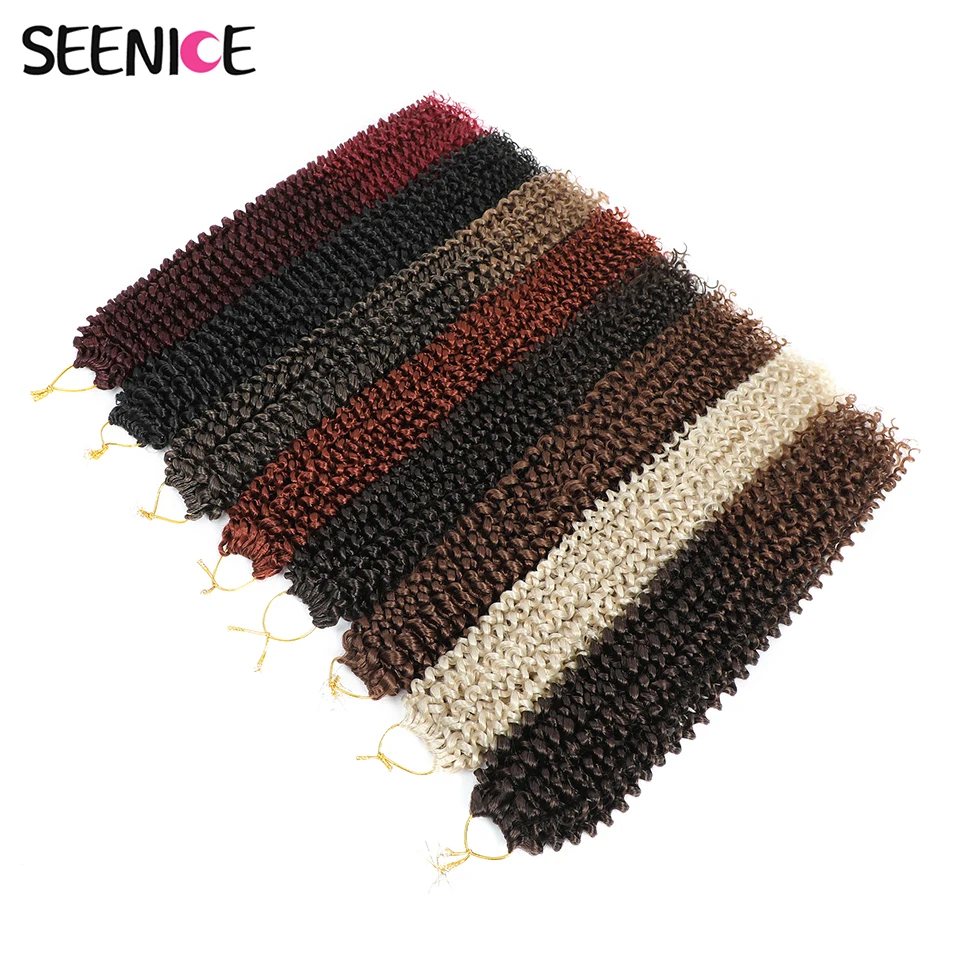 Afro Curls Water Wave Synthetic Crochet Braids Extensions Hair For African Kinky Curly Twist Braids Ombre Black Brown For Women 1