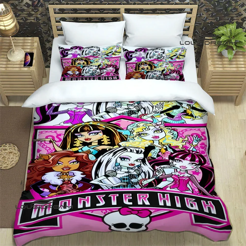 Monster High cartoon printed Bedding Sets exquisite supplies set duvet cover bed comforter set bedding set luxury birthday gift 4