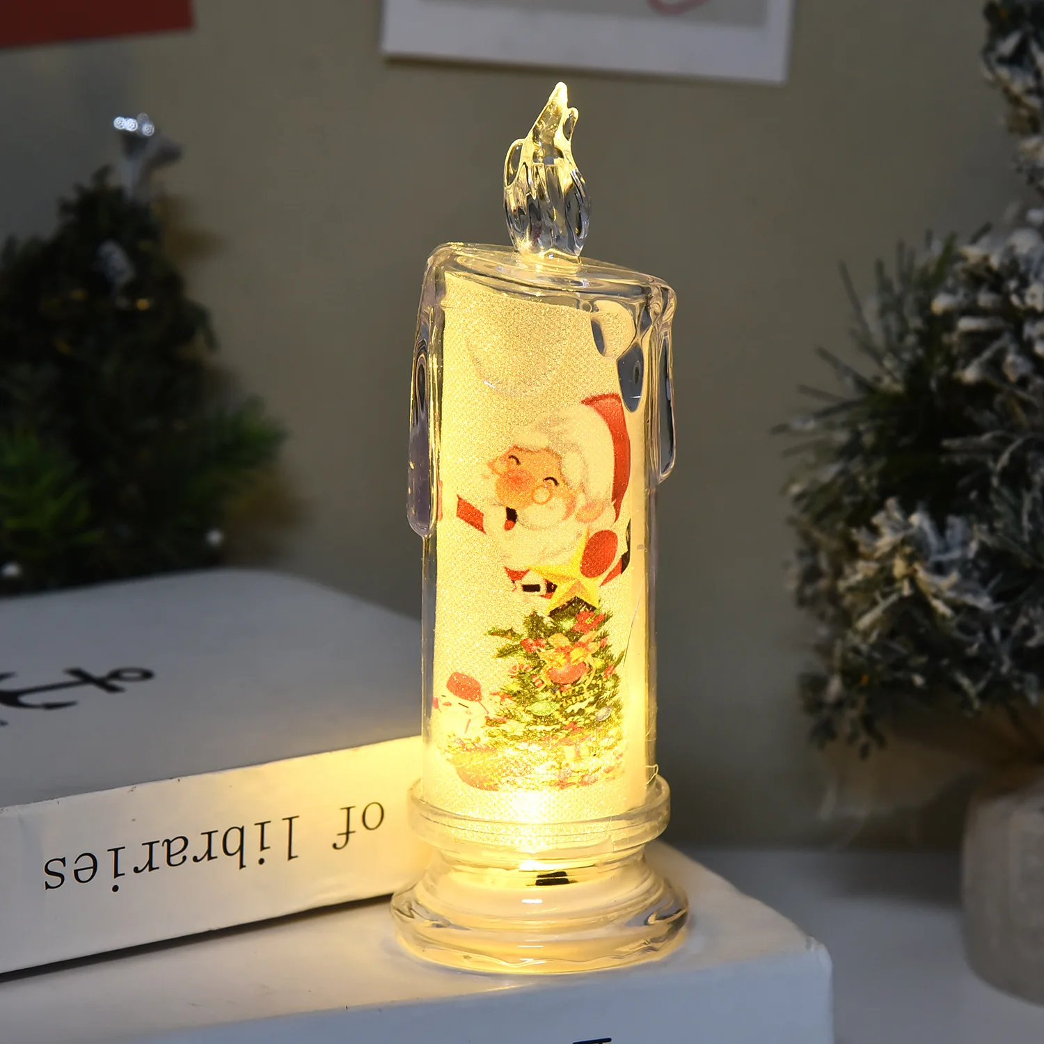 Christmas Candle Lights Simulated Candles Atmosphere Lights Printed Led Candle Electronic Holiday Decorations Ornaments