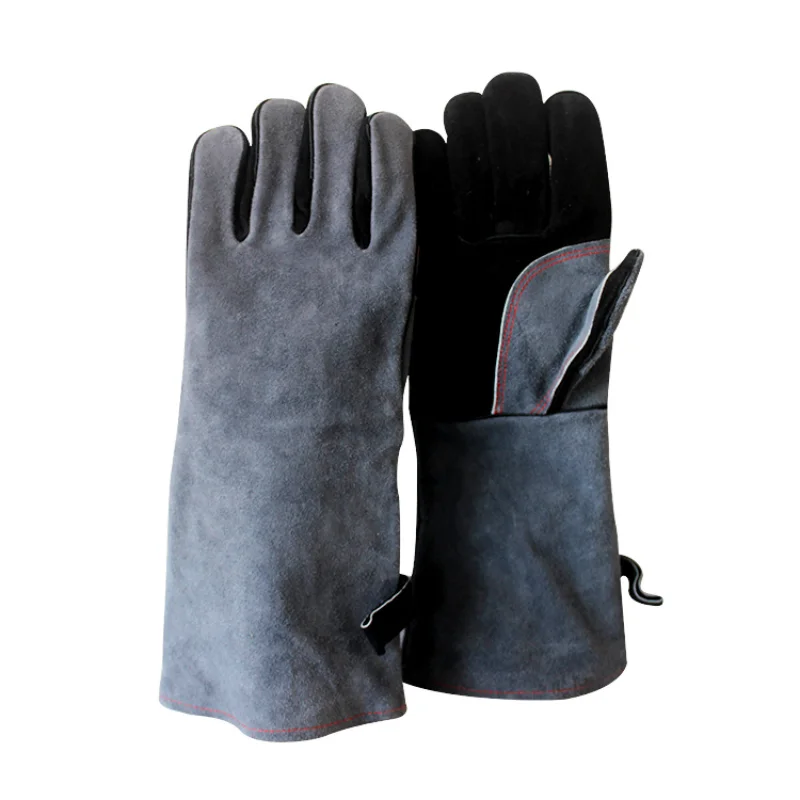 

500℃ Heat Resistant Oven Gloves Mitts Baking BBQ Gloves for Grill Heat Insulation Leather Forging Welding Gloves