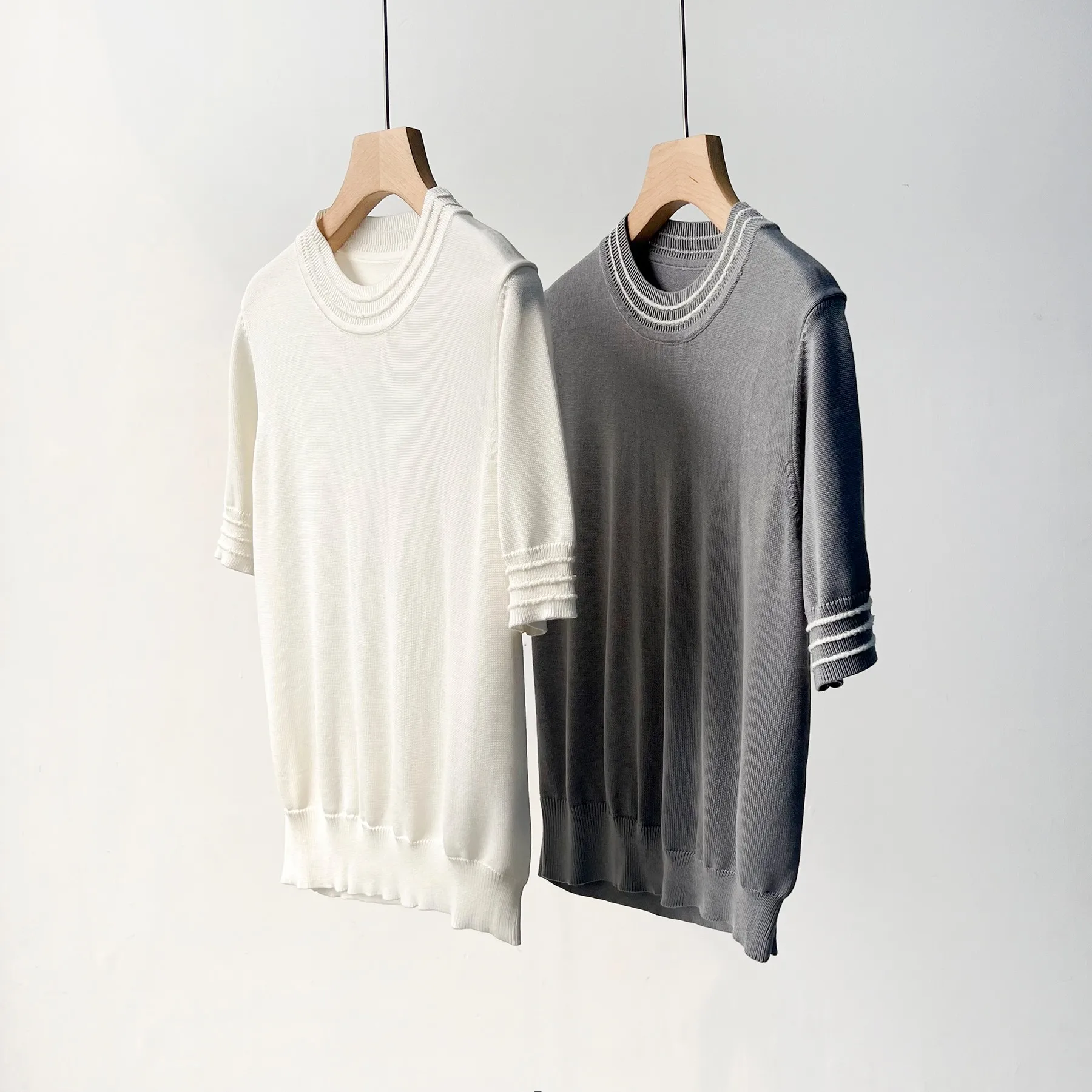 

New women's clothing for spring and summer 2023 round Neck Line Short Sleeve T-shirt 0510