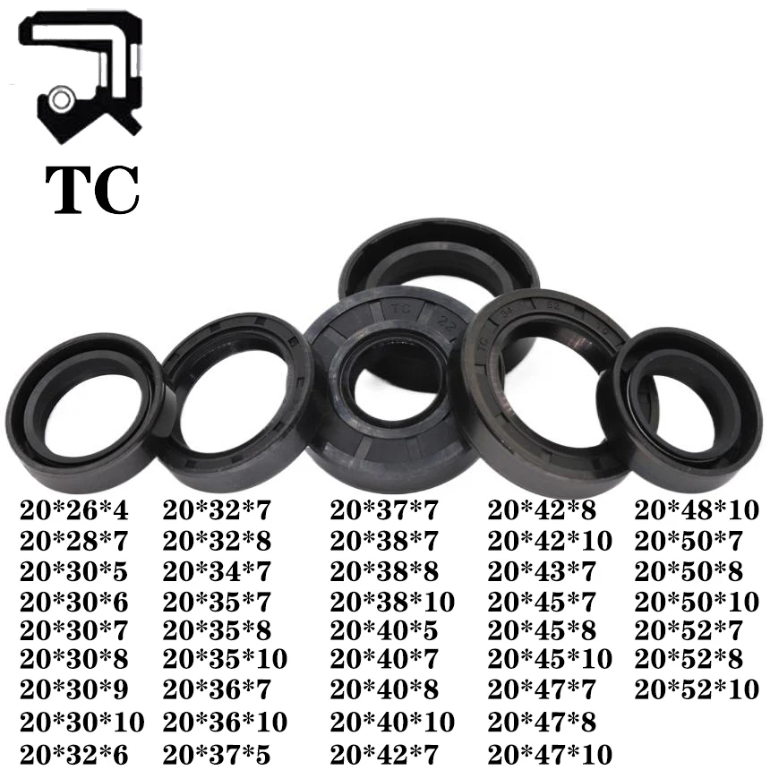 

TC 20*26 28 30 32 34 35 36 37 38 40 42 43 45 47 48 50 52*4 5 6 7 8 9 10 Nitrile Rubber Grooved Spring Gasket Skeleton Oil Seal