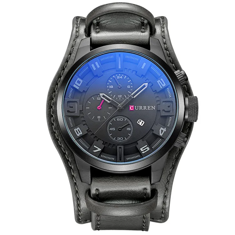 CURREN Top Brand New Men Fashion Quartz Watches Men's Army Leather Sports Wrist Watch Male Military Date Clock Relogio Masculino 