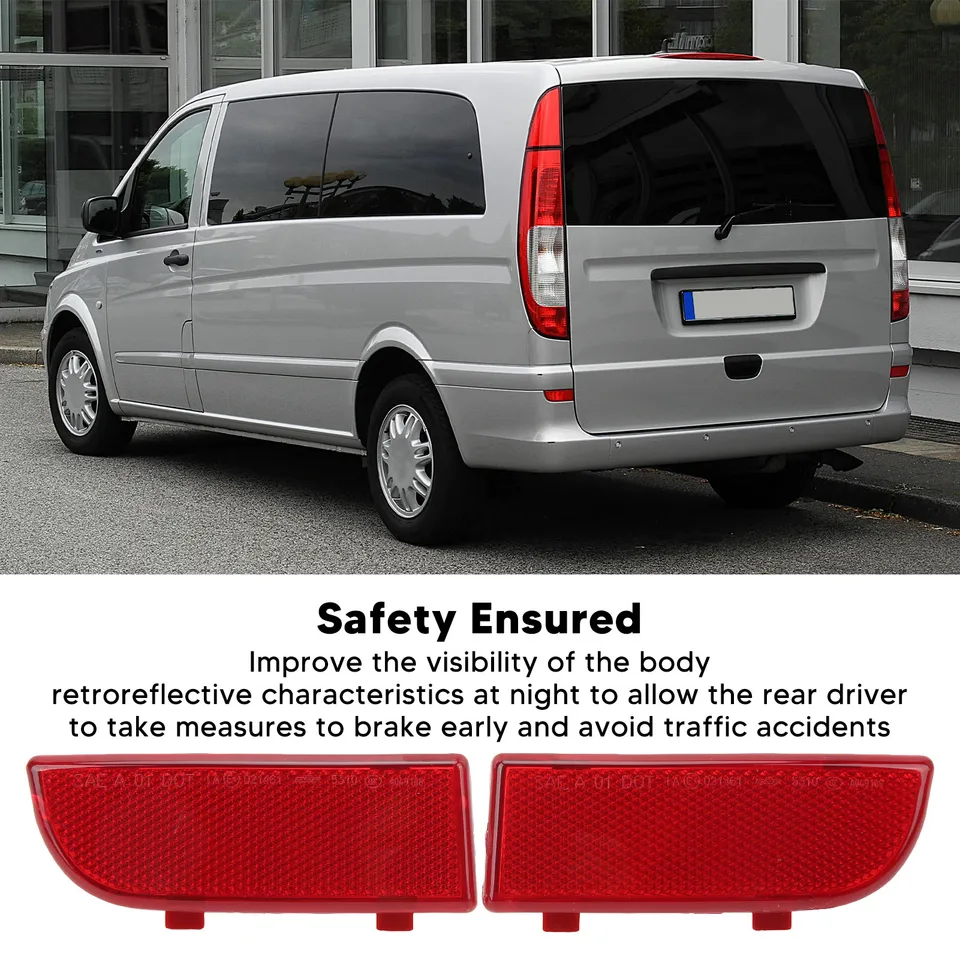 Reflector De Parachoques Trasero Izquierdo Para Mercedes-Benz Vito/Viano W639 (2003-2014) - Color Rojo, Plástico Duradero
