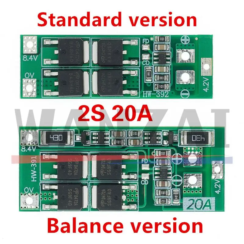 2S 20A 7.4V 8.4V 18650 Lithium Battery Board/BMS board standard/balance
