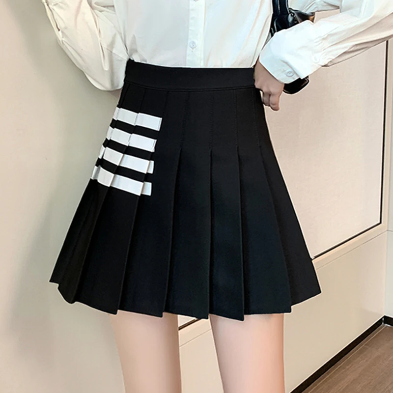 

Юбка женская трапециевидная с завышенной талией, повседневная короткая мини-юбка в стиле преппи, уличная плиссированная в стиле Харадзюку