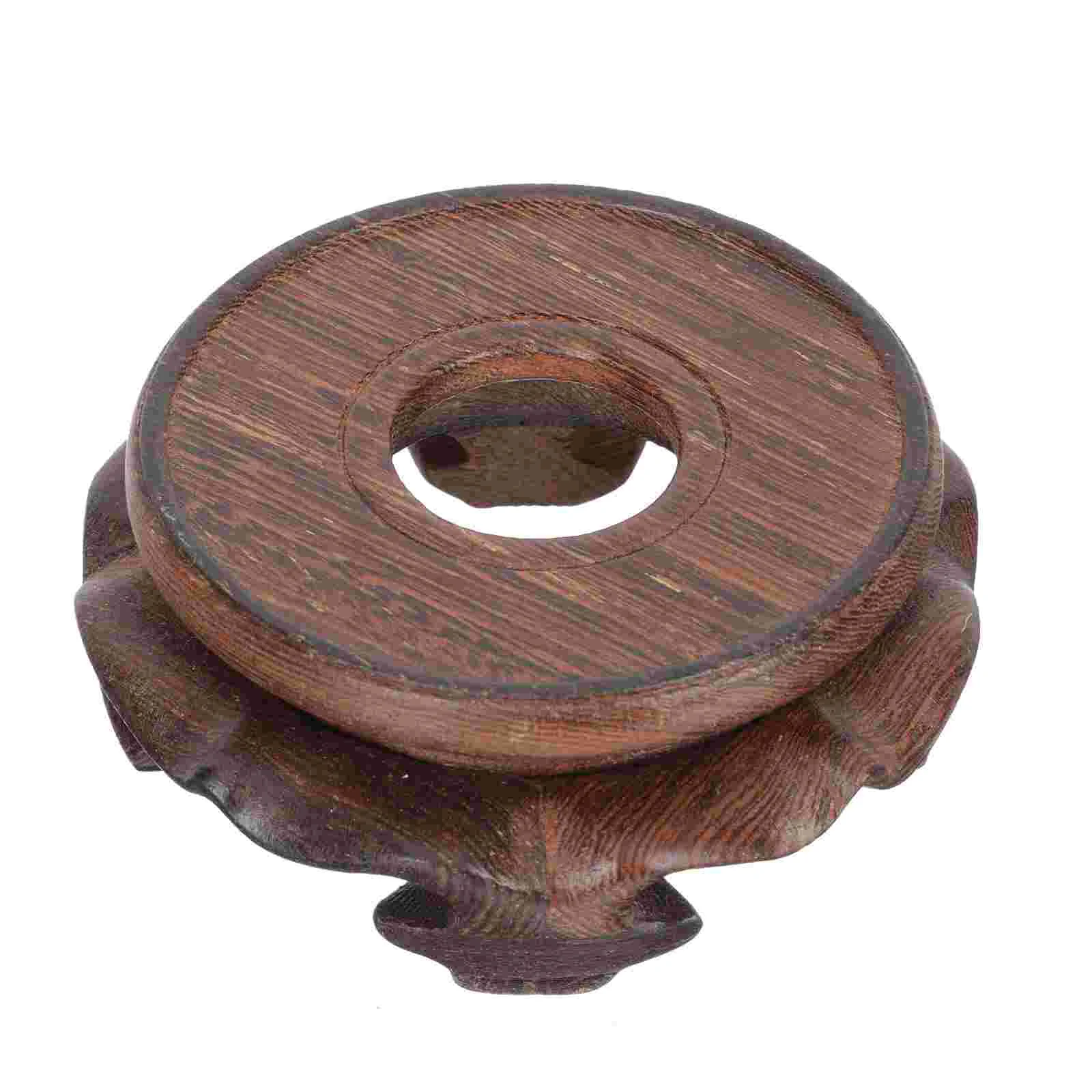 

Wooden Flowerpot Display Base Decorative Round Hollow Vase Base Home Decor Garden Supplies Desktop Flower Pot Tray