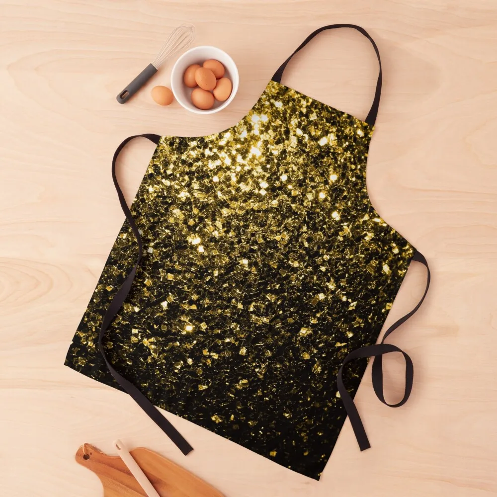 

Yellow Gold faux glitter sparkles Apron cute apron