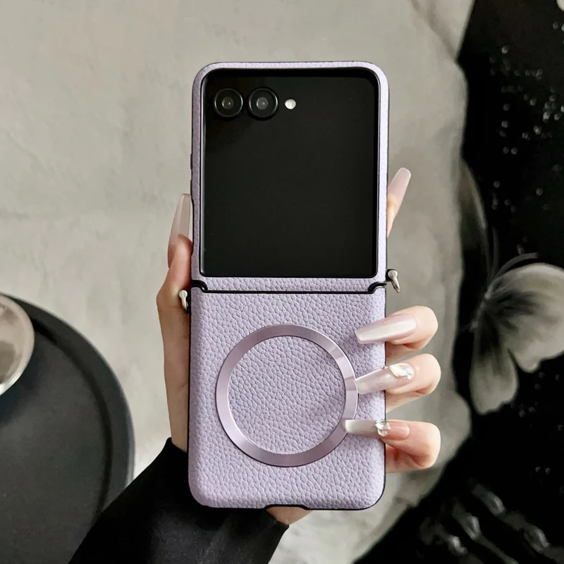 Magnetic Lichee Pattern Ultra-Thin PU Leather Case with Metal Hook - Black