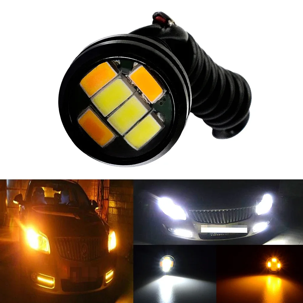 

Car Daytime Running Lights Dual Colors DC 12V 23MM Eagle Eye LED 5730 6SMD Bulbs Reversing Parking Backup Tail Turn Signal Lamp