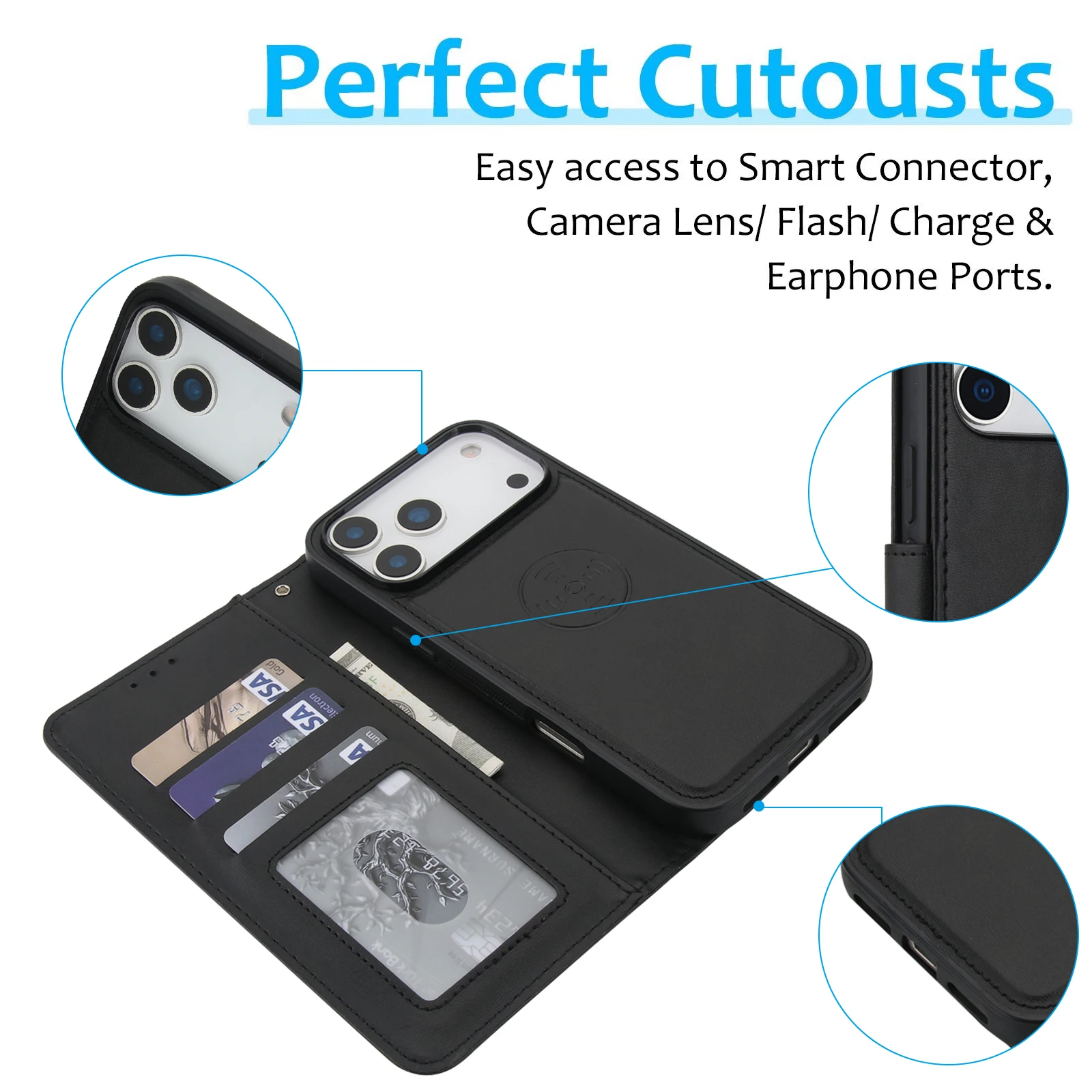 Premium Calfskin Detachable Magnetic Flip Case with Secure Magnet Clasp