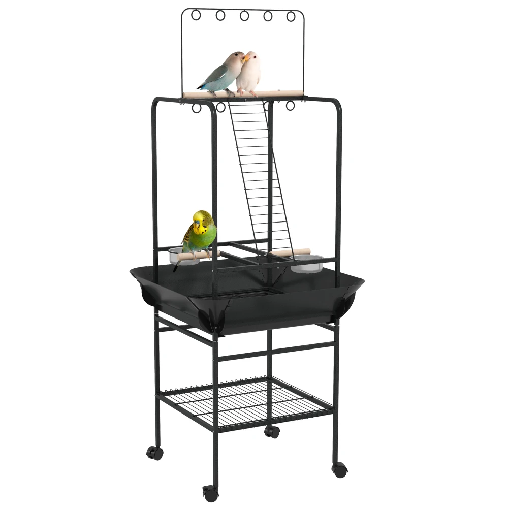 Bird rack with wheels, parrot rack with perch, stainless steel feed ...