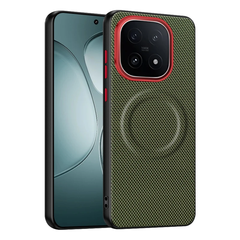 Luxury Magnetic Weave PU Leather Phone Case with Wireless Charging Compatibility and Anti-Fall Protection