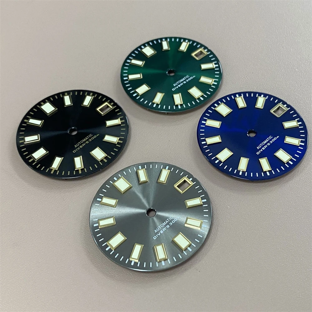 

New 28.5mm Watch Dial C3 Green Luminous Gold Nails Modification Watch Faces Fit for NH35 NH36 4R 7S Movement for Men Parts