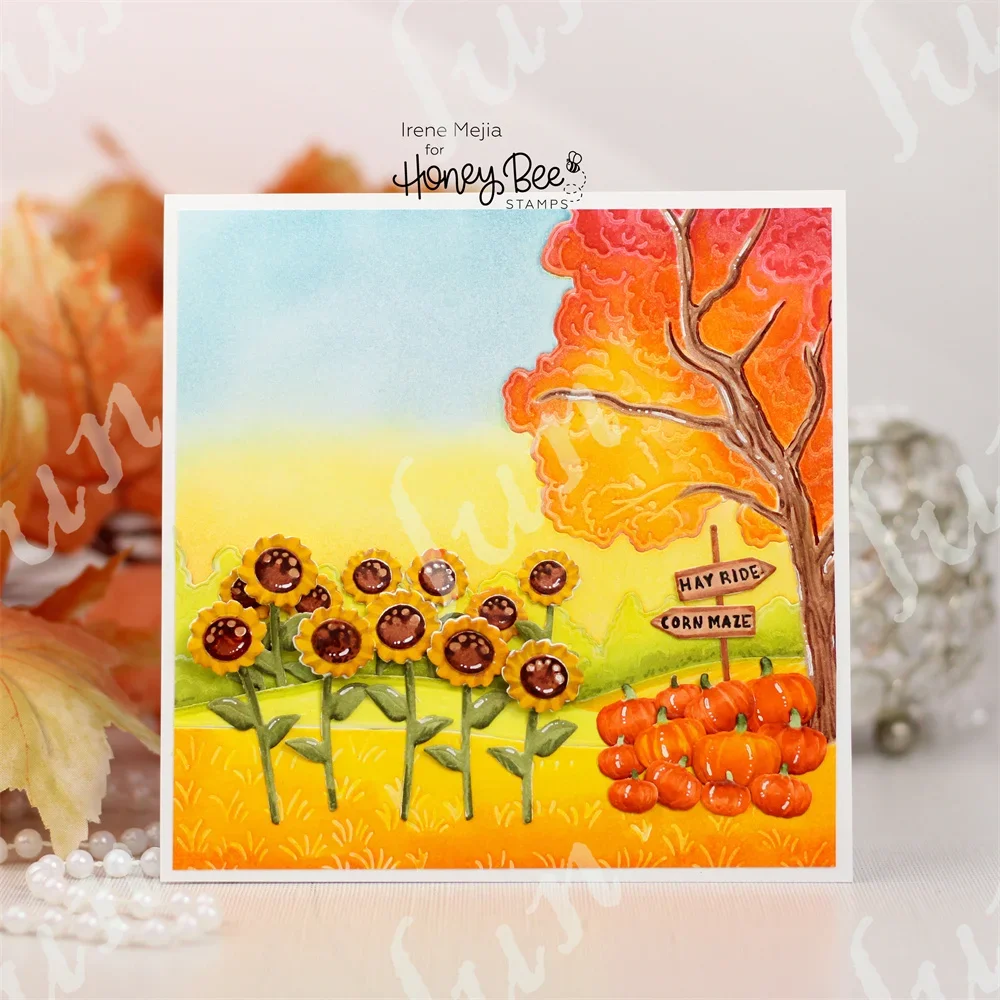 Blessings of Fall Dies and Stamps Festive Halloween Bloom Florals Layered Stencils Embossed Scrapbook Cutting Crafts