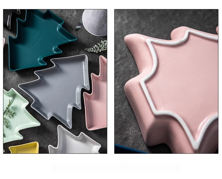 Christmas tree plate Nordic shaped small luxury matte glazed plate Breakfast tableware Western food plate Creative_voghion.com