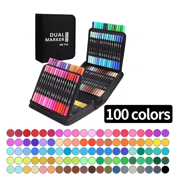 48/60/72/100/120 لون المزدوج تلميح فرشاة أقلام خطا...