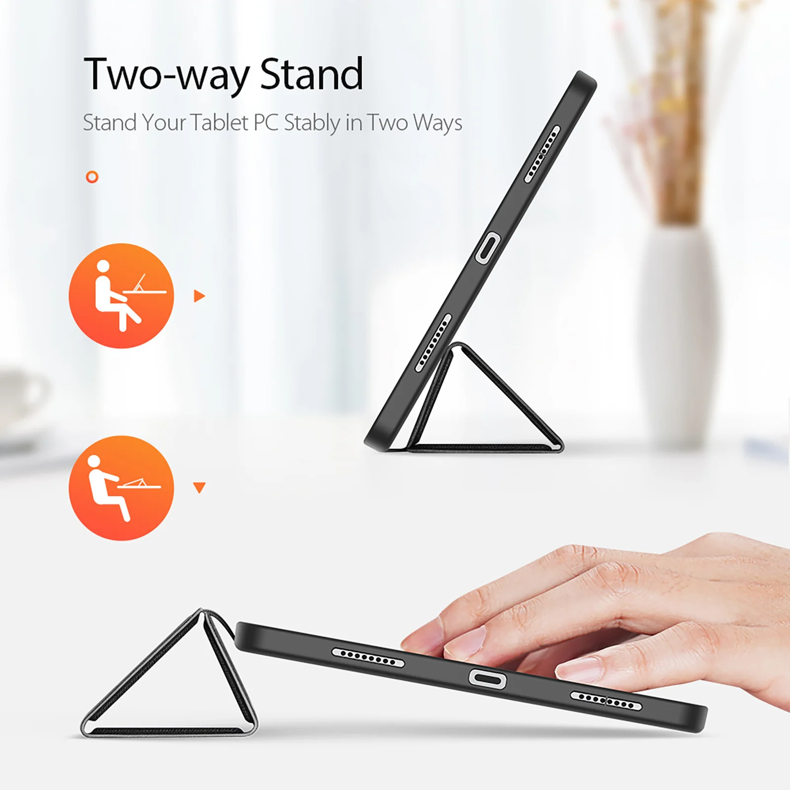 Premium Trifold Stand Tablet Case with Stylus Holder & Auto Sleep Wake Function
