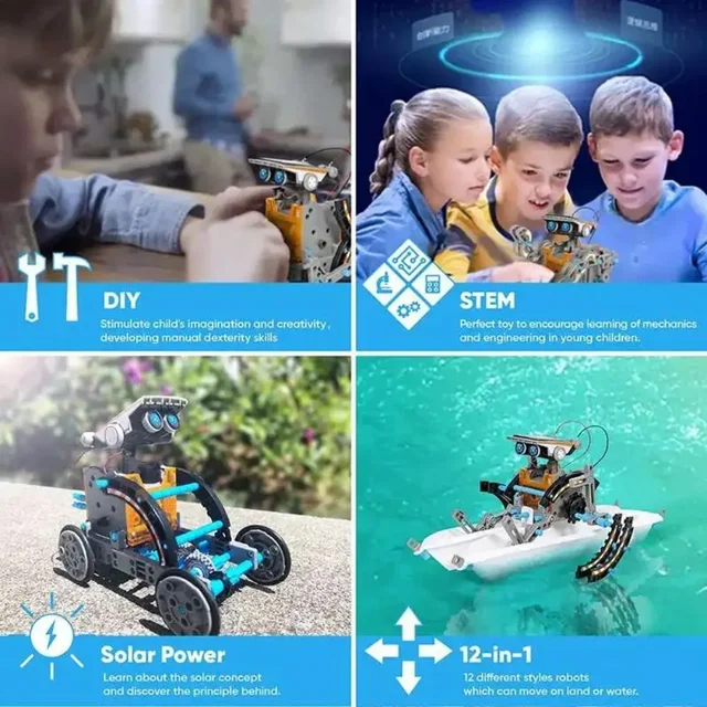 13 in 1 Solar Powered Robot Science Kit DIY Building Blocks Gift for Kids Electronic DIYs Creative Educational Assembly Toys 5