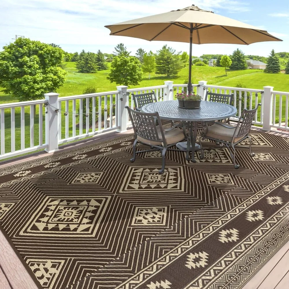 Outdoor Rug, Plastic Straw Rugs Waterproof, Patio Camping Rugs Reversible RV Mat, Outdoor Rug