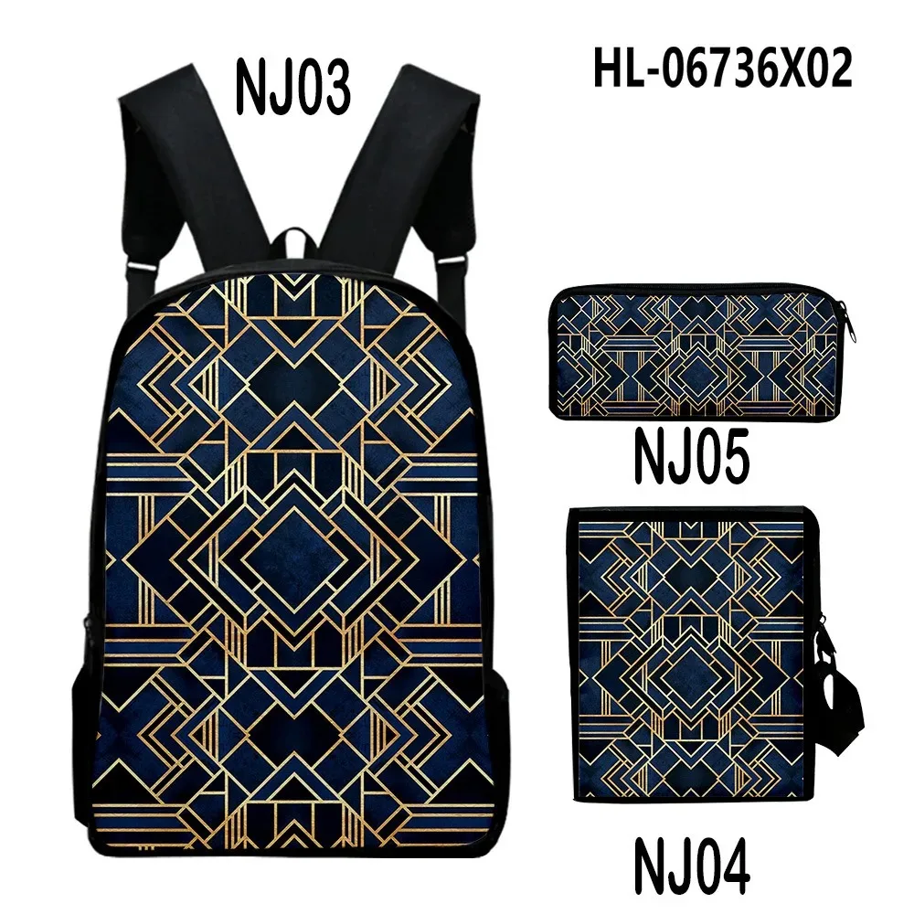 3D Flowing Gold Art Print School Backpacks, Laptop Backpack, Backpack, Tilt Shoulder Bag, Pencil Case, Harajuku, Popular, 3pcs