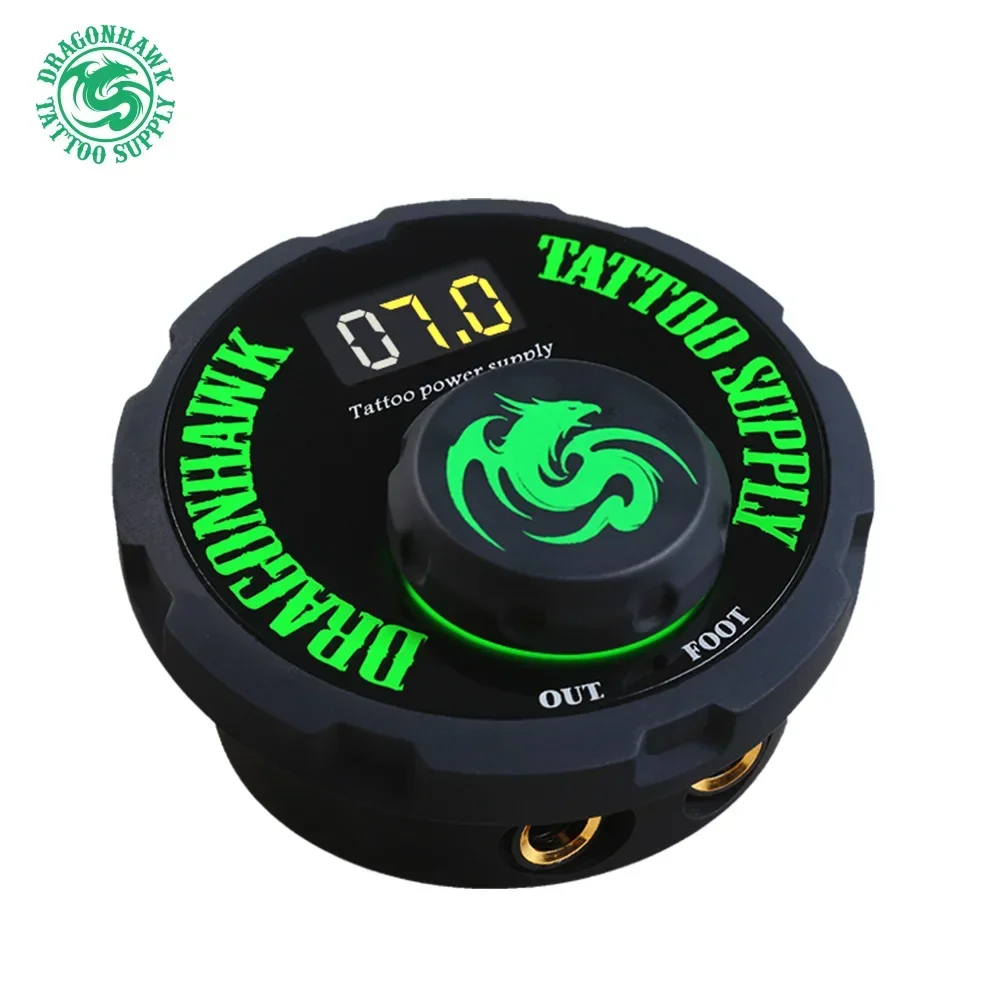 Dragonhawk Lcd Double Tatouage Machine Gun Alimentation Pédale Clip Cordon P077 (Doré