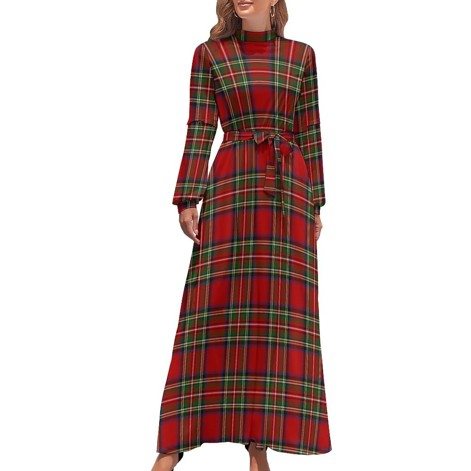thumbnail image 1 of Vestido largo a cuadros escoceses Royal Stewart, vestido de fiesta de lujo para mujer, vestido de noche para mujer, vestido largo de fiesta de lujo para mujer, 1 of 5