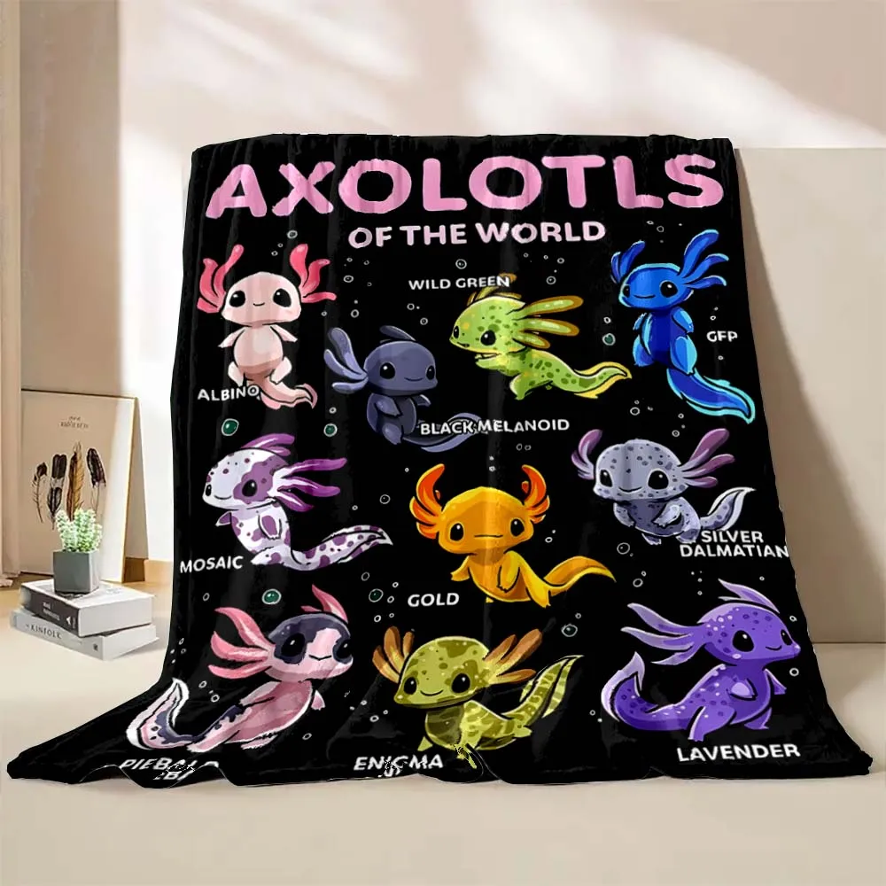 6 Sizes Cute Axolotl Printed Blanket Warm Soft and Comfortable Home Travel Blanket Sofa Bedding Cover Blanket Kids Gamer Gift 5