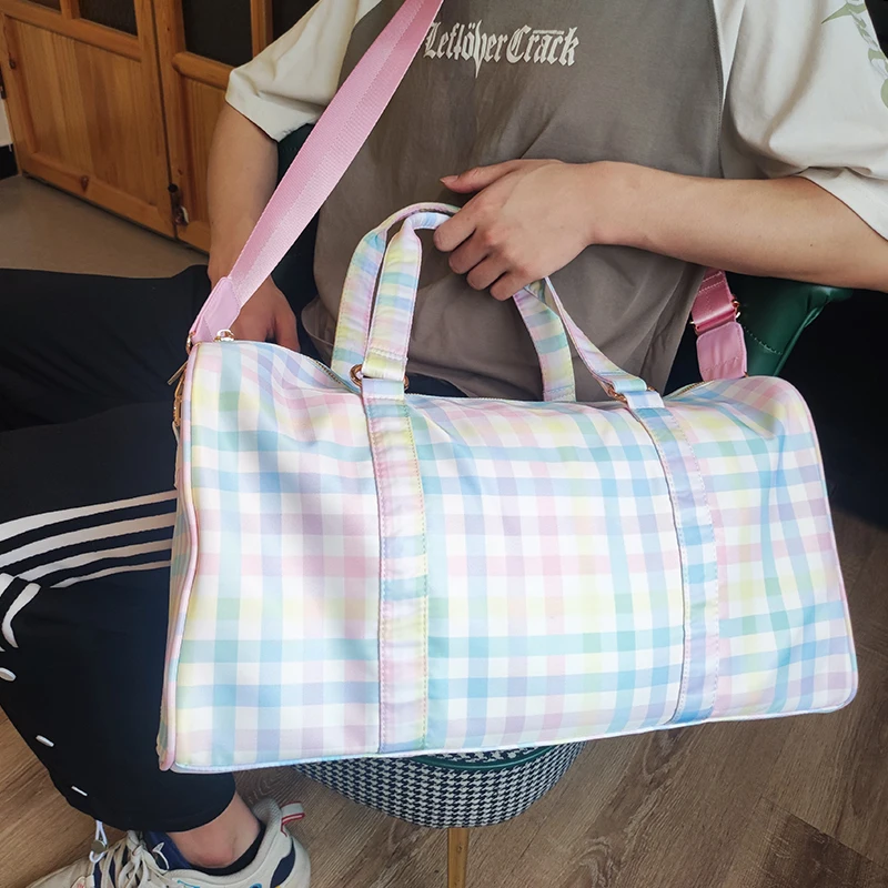 2sizes New Bow Nylon Waterproof Duffle Bags Travel Handbag Rainbow Mugger Nail Travel Bags Woman Large Fitness Handbags