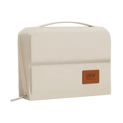 Spacious Multi - Compartment Standing Pencil Case with Portable Handle (WHITE)
