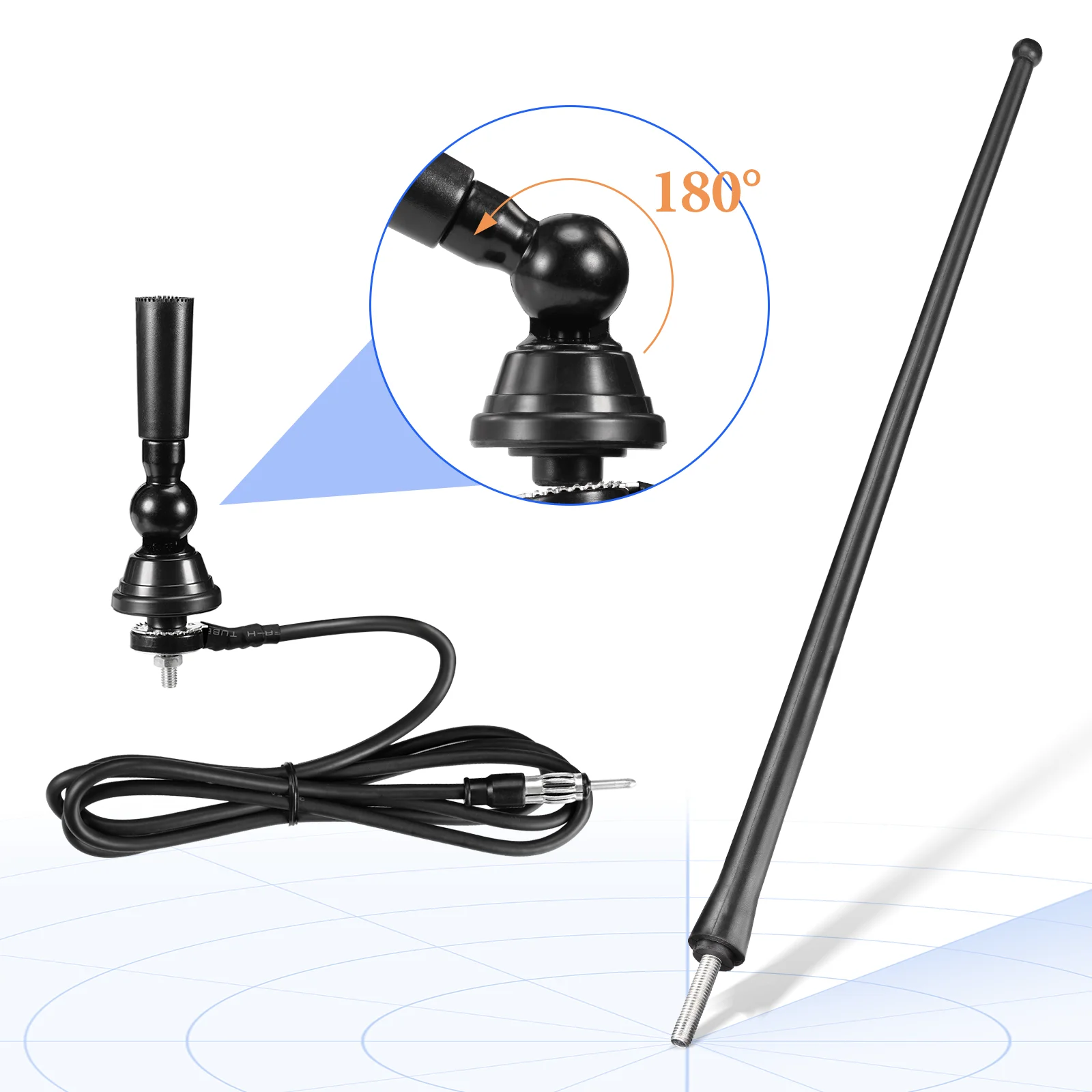 Superbat 16 Inch Marine Boat Radio Rubber Duck Flexible Mast Antenna for Boat Car RV Motorhome ATV UTV Tractor Motorcycle Yacht