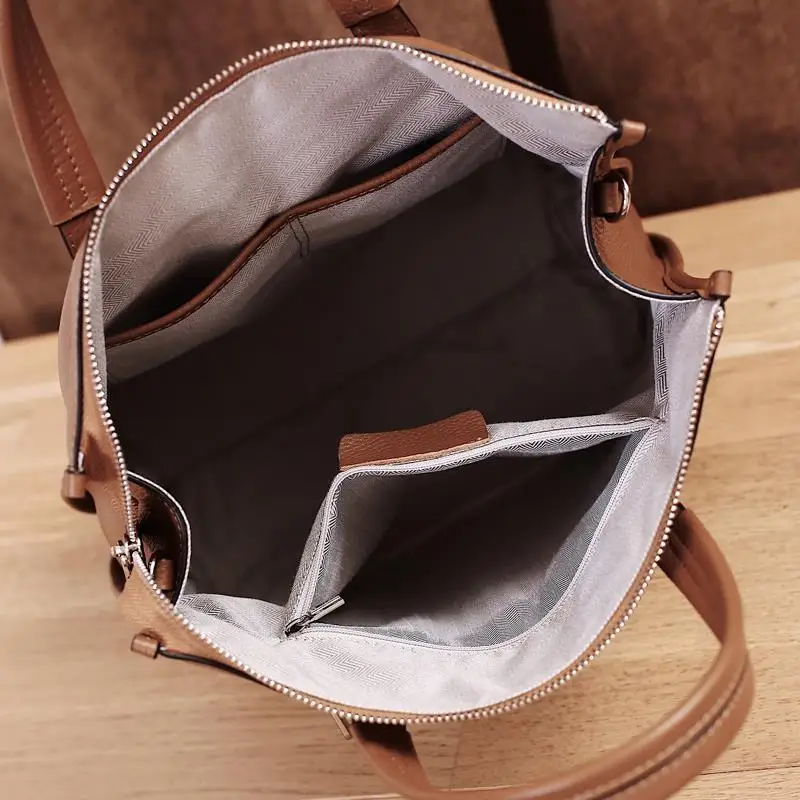 Leather Women's Bag 2022 New Simple Large-capacity Handbag First Layer Cowhide Soft Bag All-match One-shoulder Messenger Bag Tid