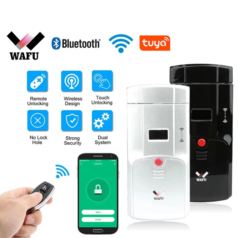

WAFU 011 Smart Lock Door Fingerprint Support Tuya Wifi Bluetooth Lock Phone Control Remote Control Finger Touch Invisible Lock