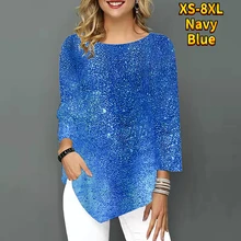 2022 New Summer Women's Vintage Printed Tops Casual Pullover Oversized Three Quarter Sleeve Round Neck Irregular Hem Clothing 