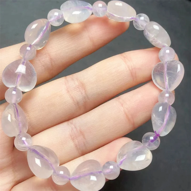 

Natural Milky Amethsyt Heart Bracelet Jewelry For Woman Man Fengshui Healing Wealth Beads Crystal Gift 1pcs