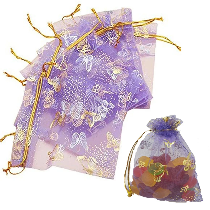 

100 шт., подарочные сетчатые мешки из органзы, 10 х15 см