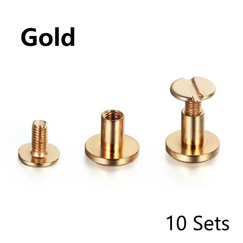 10 Sets Solid Brass and Silver Rivets for Leather and Metal Crafts