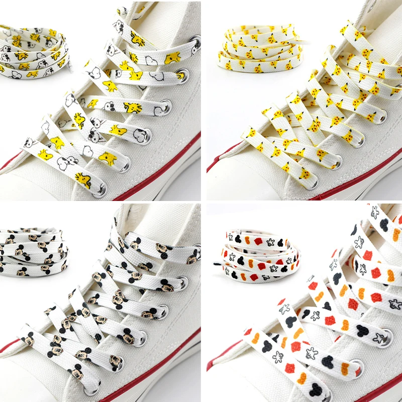 120cm /150cm Shoelaces Anime Pikachu Mickey White Dog Kawai Cartoon