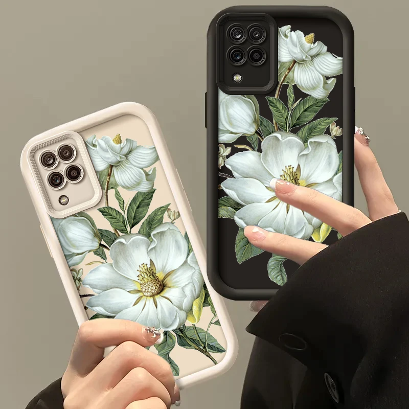 Floral Painted Silicone Phone Case - Anti-Drop Soft Cover