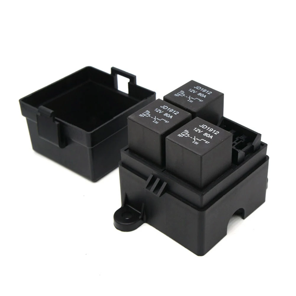 Truck Car 3 Way Fuse Holder Free Combination 4-Pin or 5-Pin 40A 80A Relays Circuit Standard ATO Blade Fuse Relay DC12V/24V Black fuse holder,car fuses kit