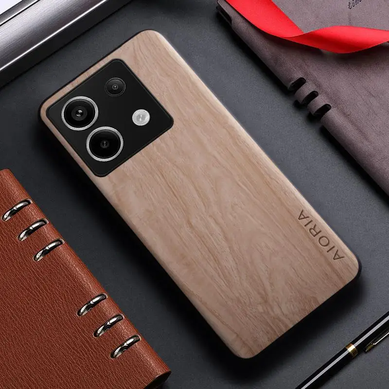 Phone Case for Xiaomi Redmi Note 13 Pro Plus 4G 5G Bamboo Wood Pattern Leather Cover