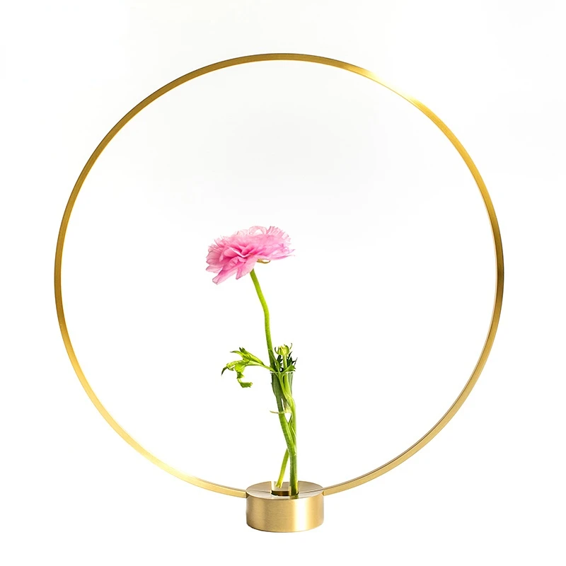 Luxury Round Metal Brass vases flower home decoration