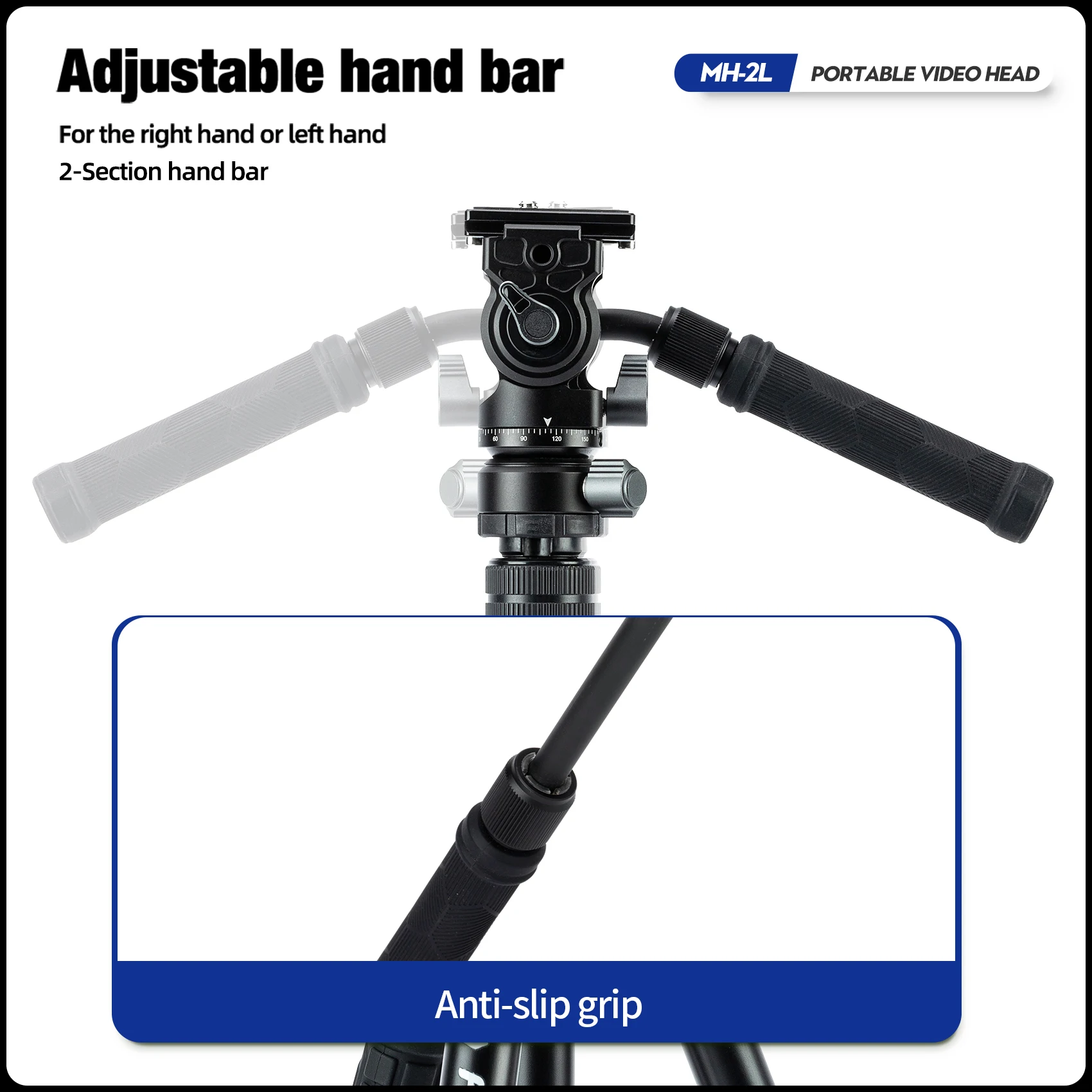 Fotopro MH-2L Video Fluid Head 360&deg; Panoramic Pan Tilt Head with Leveling Base Detachable Handle for X-Aircross 3