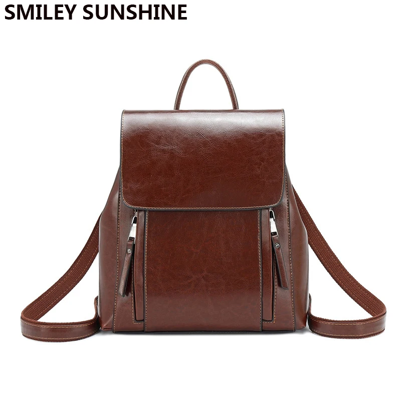 

Винтажные модные рюкзаки для женщин, ранец из натуральной воловьей кожи в стиле ретро, роскошные школьные сумки на ремне для девушек