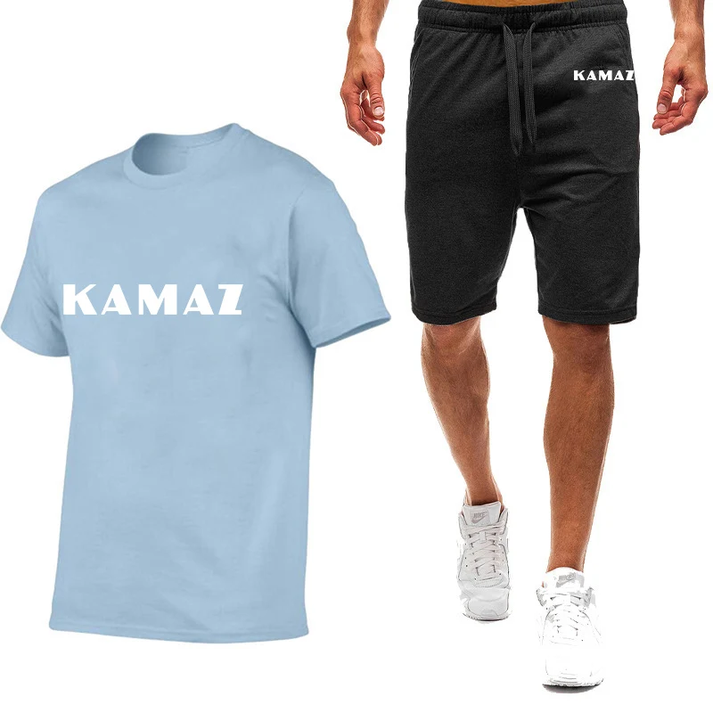 Kamaz 2023 men's new summer best-selling sportswear short sleeve sports breathable fashion T-shirt jacket shorts casual two-piec