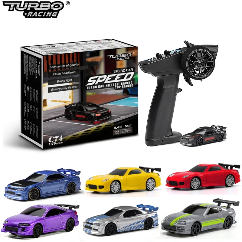 

Turbo Racing 1:76 C64 C73 C72 C74 Drift RC Car with Gyro Radio Full Proportional Remote Control Toys RTR Kit for Kids and Adults